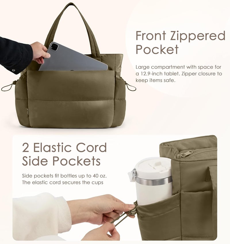 Uselike Tote Bag for Women Puffy Work Bags for Women with Zipper Lightweight Quilted Puffer Tote Bag for Travel, Teacher, Nurse - Image 4